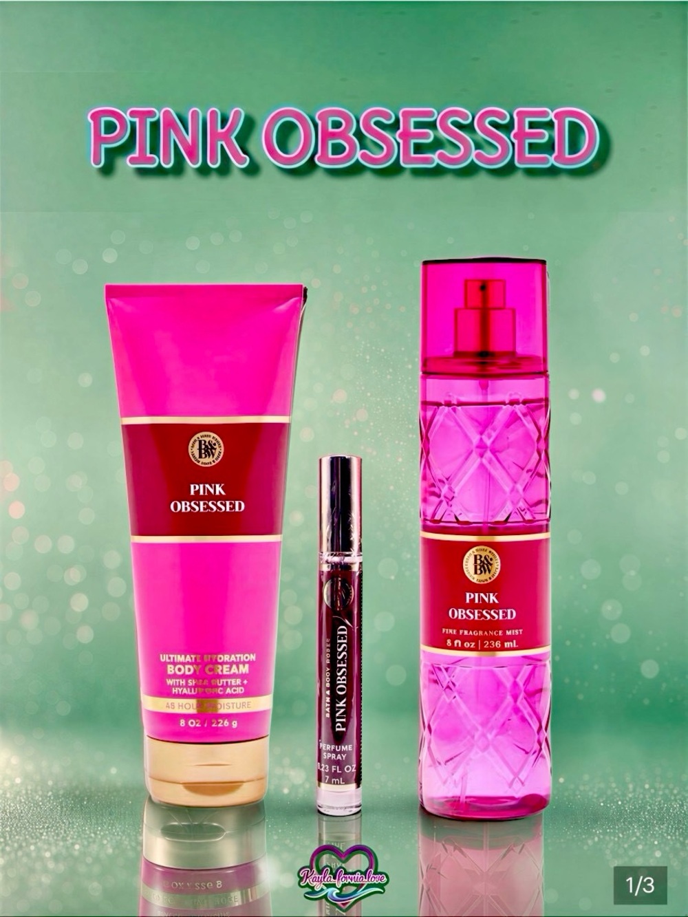 BBW Pink Obsessed Trio ✨ Perfume Spray + Mist + Body Cream Set